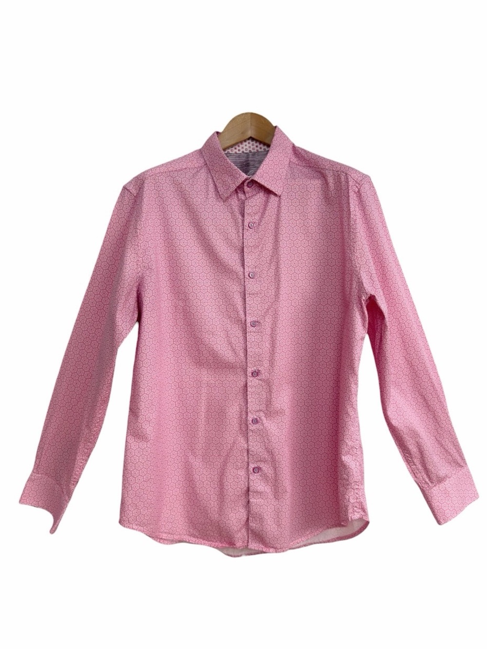 Robert Graham Campania Berry Pink Geometric Dress Shirt Cotton Men’s Large Fit